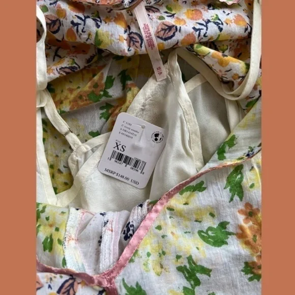 FREE PEOPLE Wildflower Airy Cotton Patchwork Oversized Minidress w/Slip NWT - Picture 12 of 16